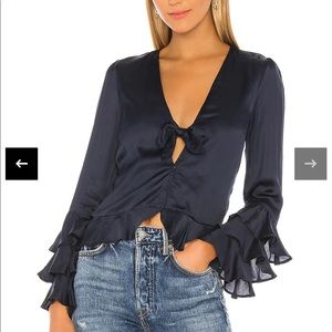 NEW TULAROSA WINNIE LONG SLEEVE BLOUSE IN NAVY
